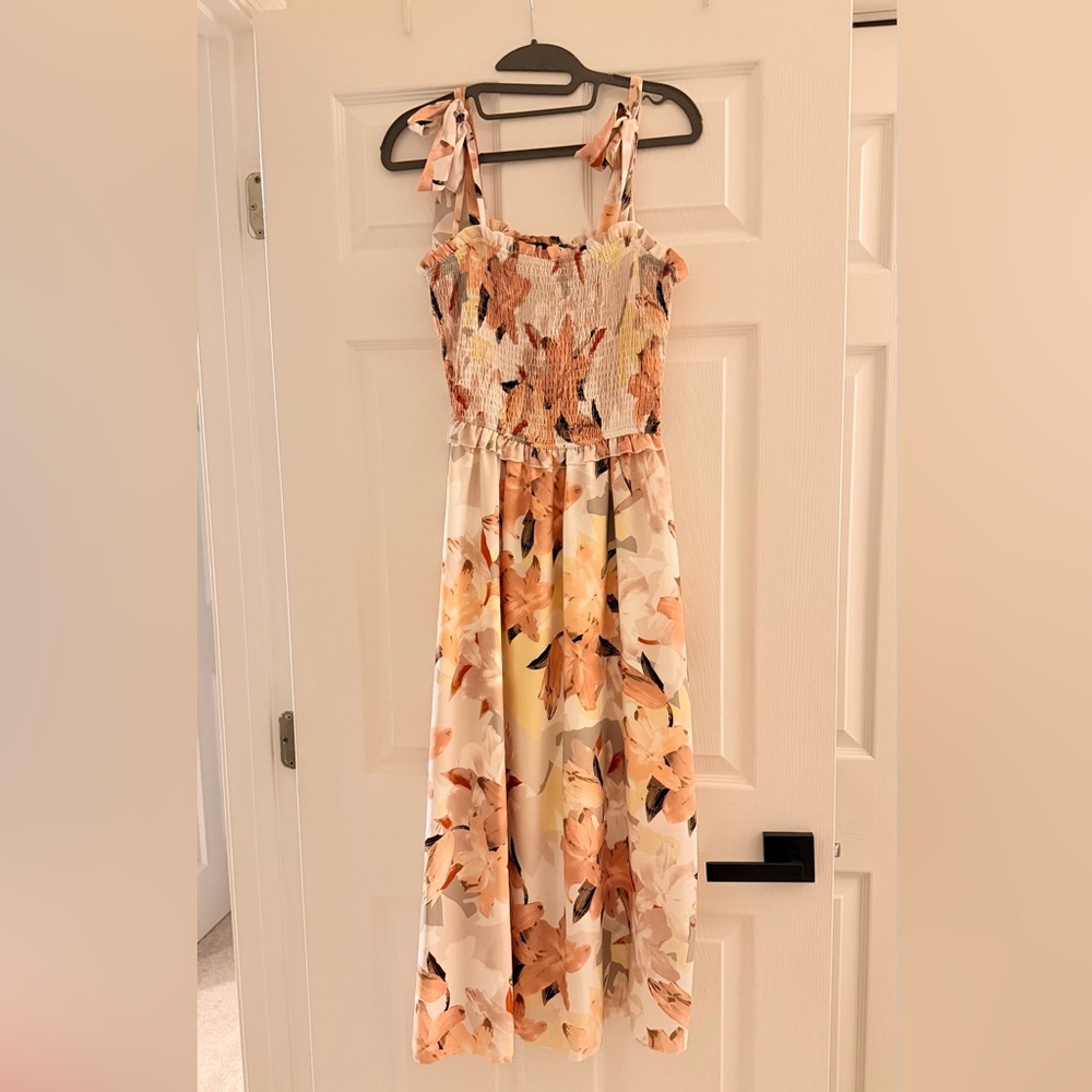 Floral Peach and Cream Dress